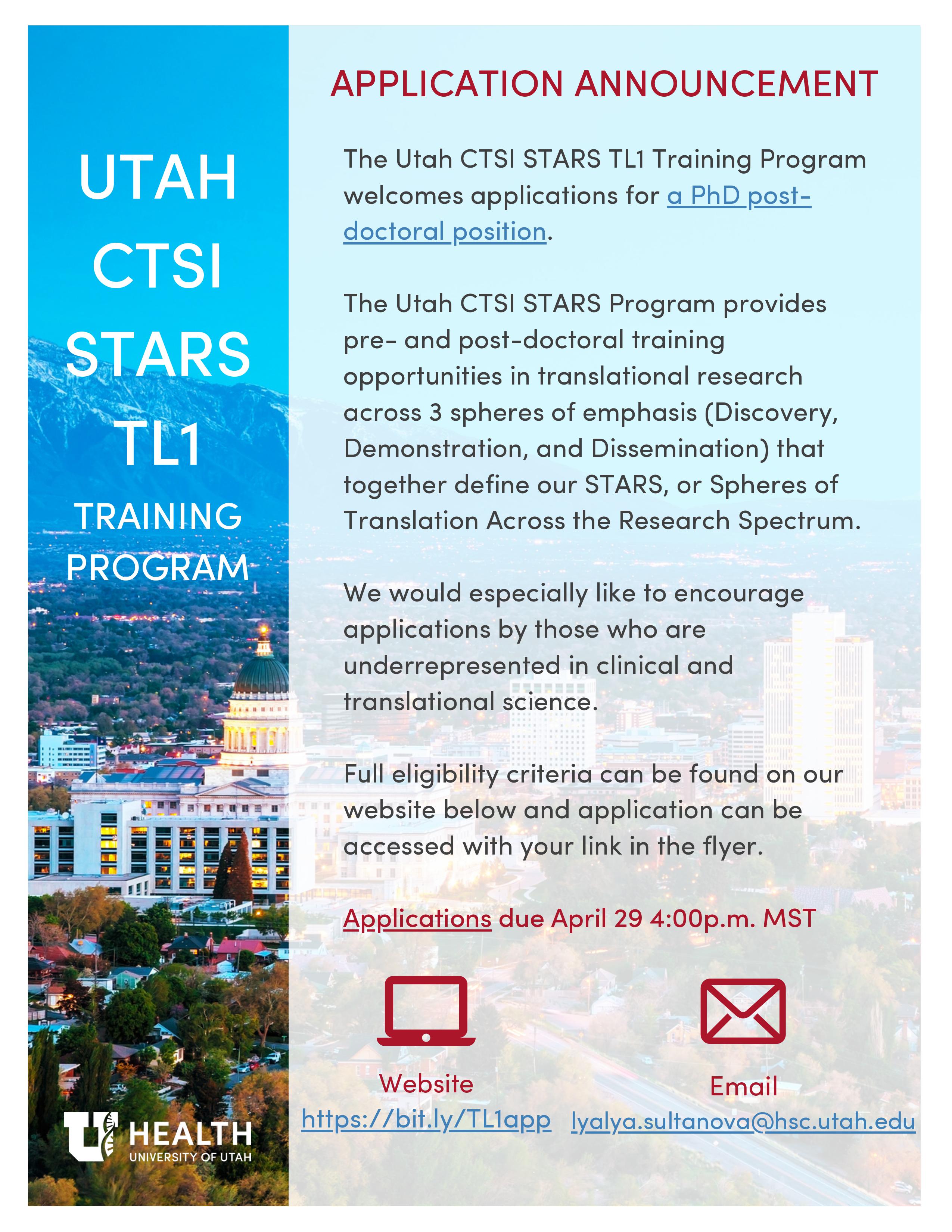 Utah CTSI Stars Announcement 2022 jpg