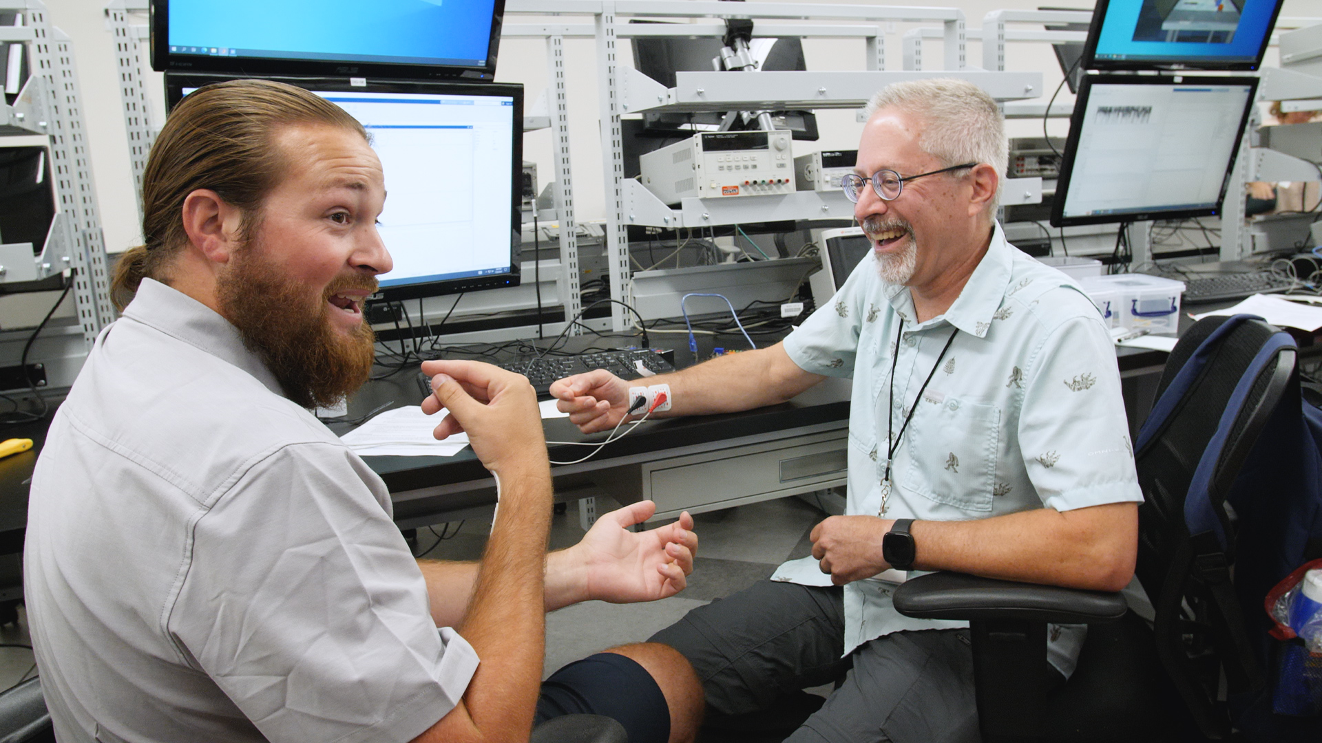 Researcher works with teacher