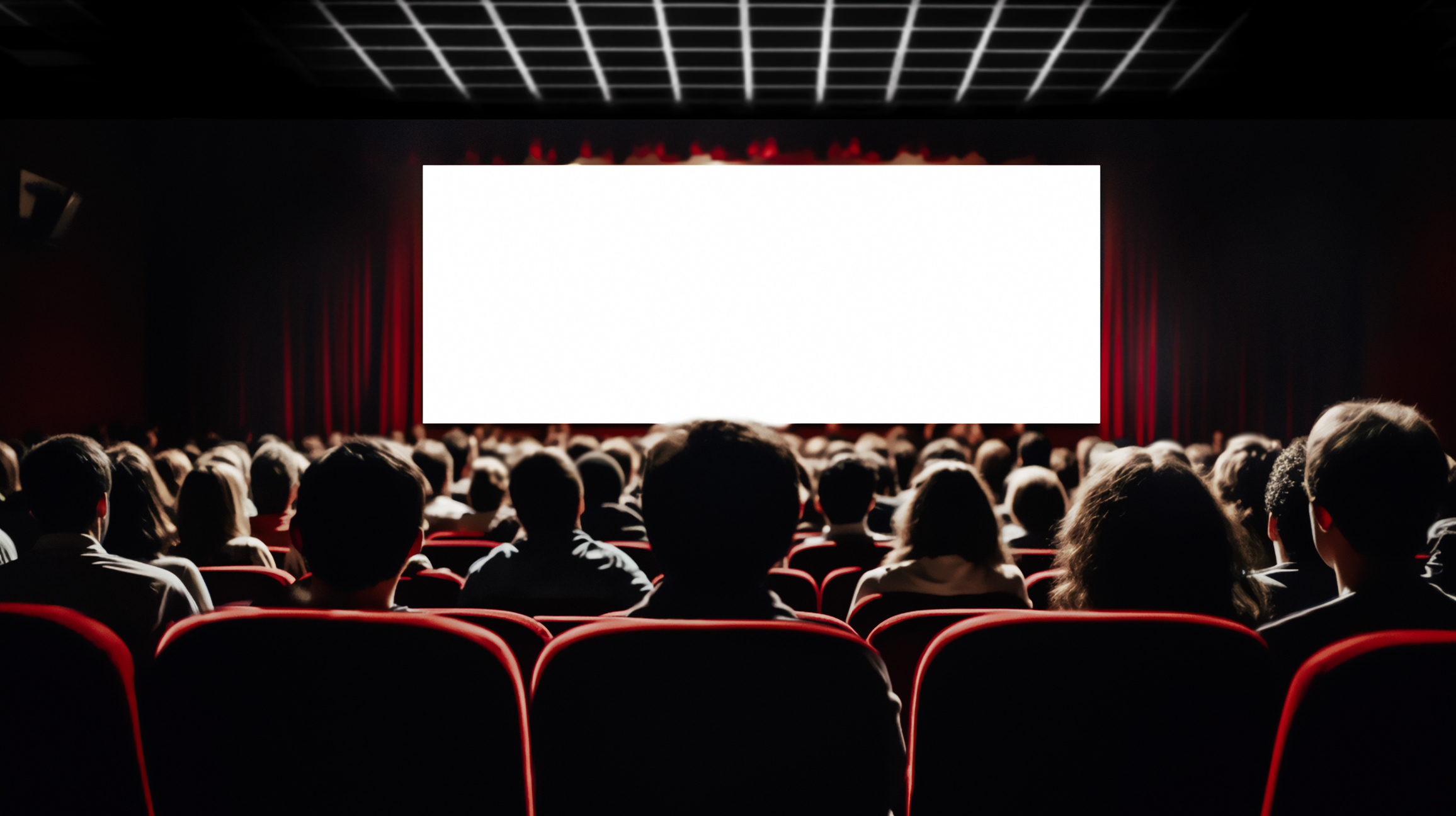 Filmgoers in a theatre watch a movie 