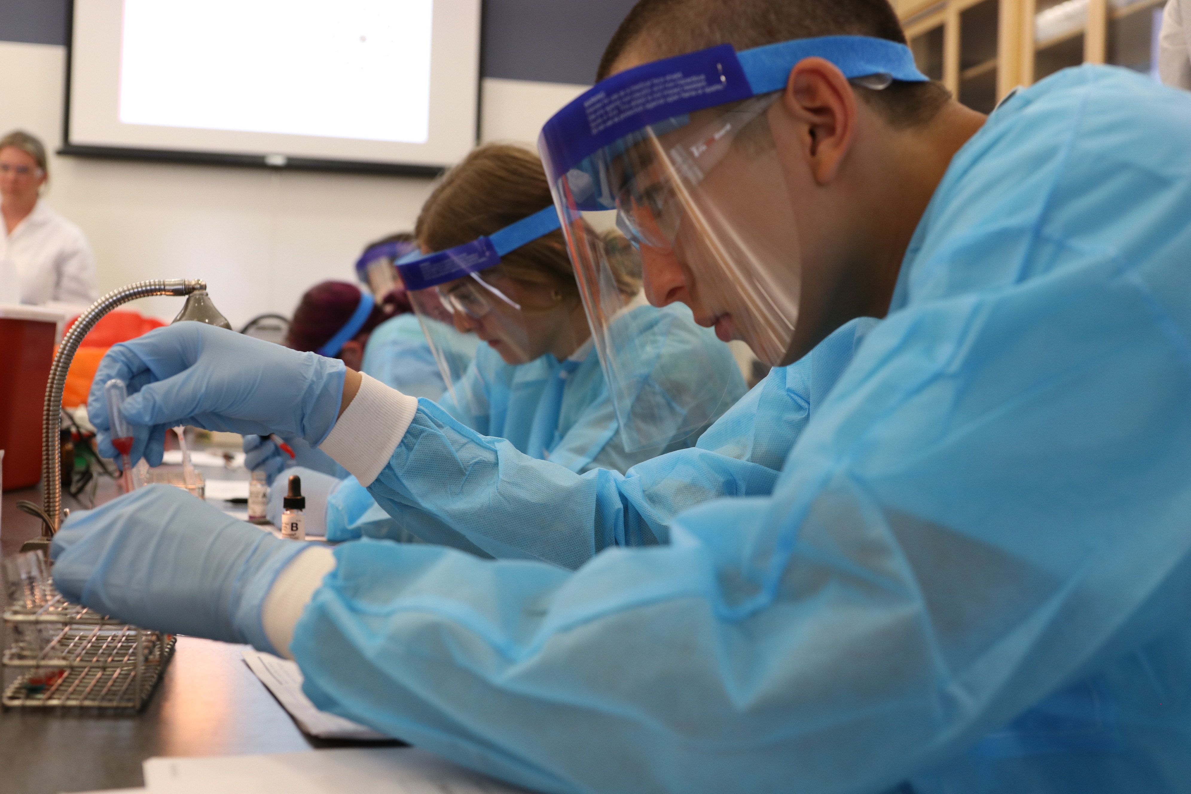 Student researchers in a lab at U of U Health