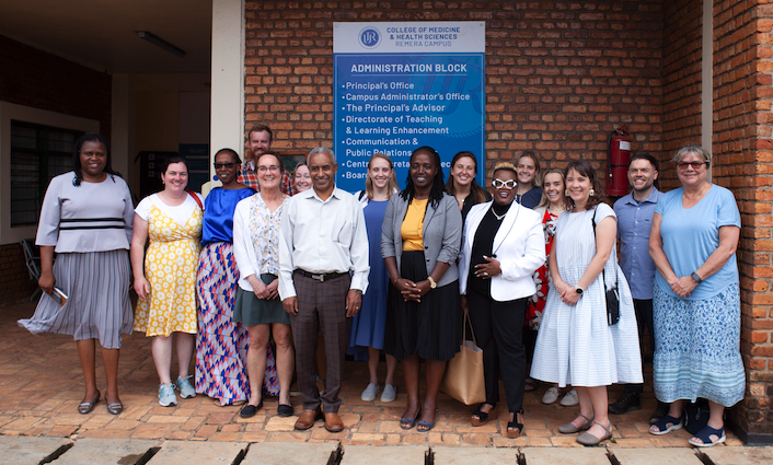University of Utah nursing students and faculty with the principal and the dean of the College of Nursing and Midwifery at the University of Rwanda. 