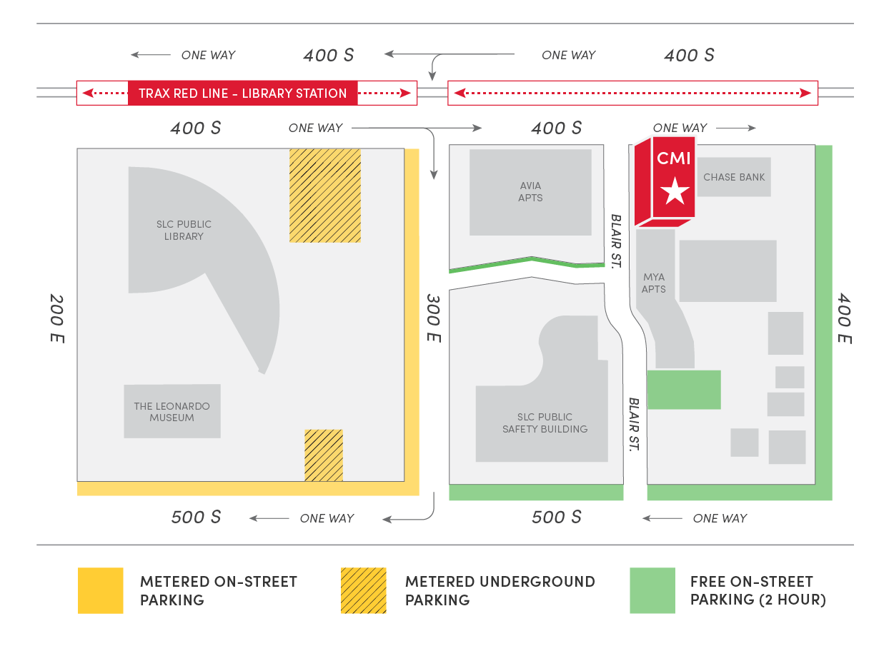 map of cmi downtown parking options