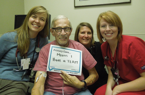 Pippitt, Gunning, and Jessica Johnson, RN, with a patient.