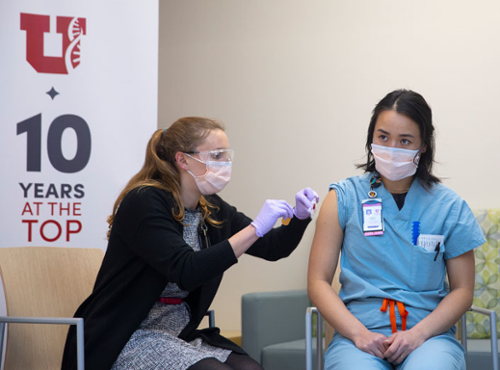U of U Health RN Christy Mulder receives second dose of COVID vaccine