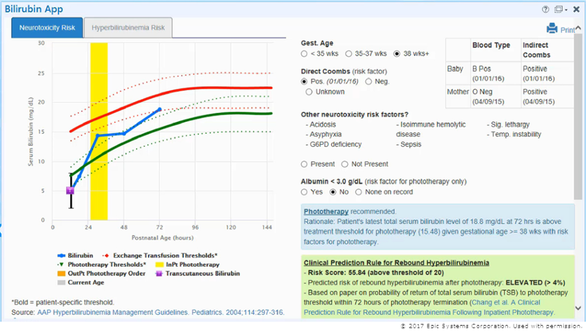 Epic Bilirubin App Screenshot