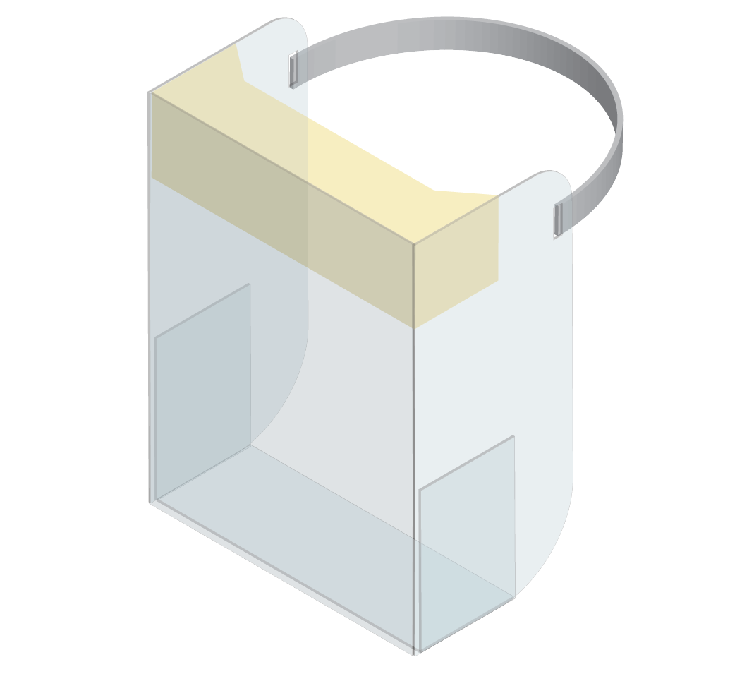 Computer rendering of open-source PPE face shield