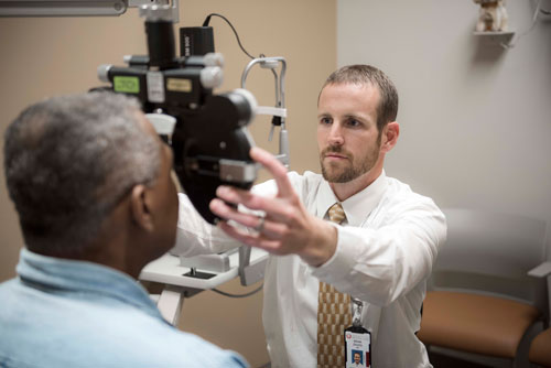 eye doctor and patient