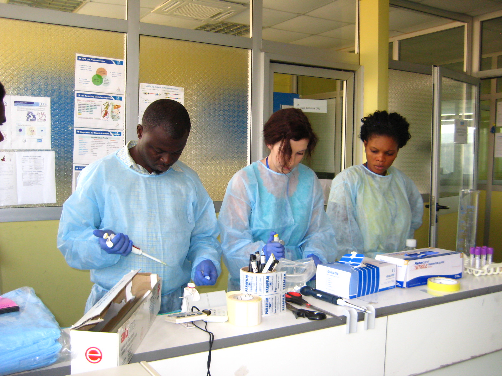 Thayer Darling, PhD, working with Cameroonian students