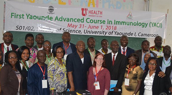 Tracey Lamb, PhD, with the faculty of the Yaounde Advanced Course in Immunology