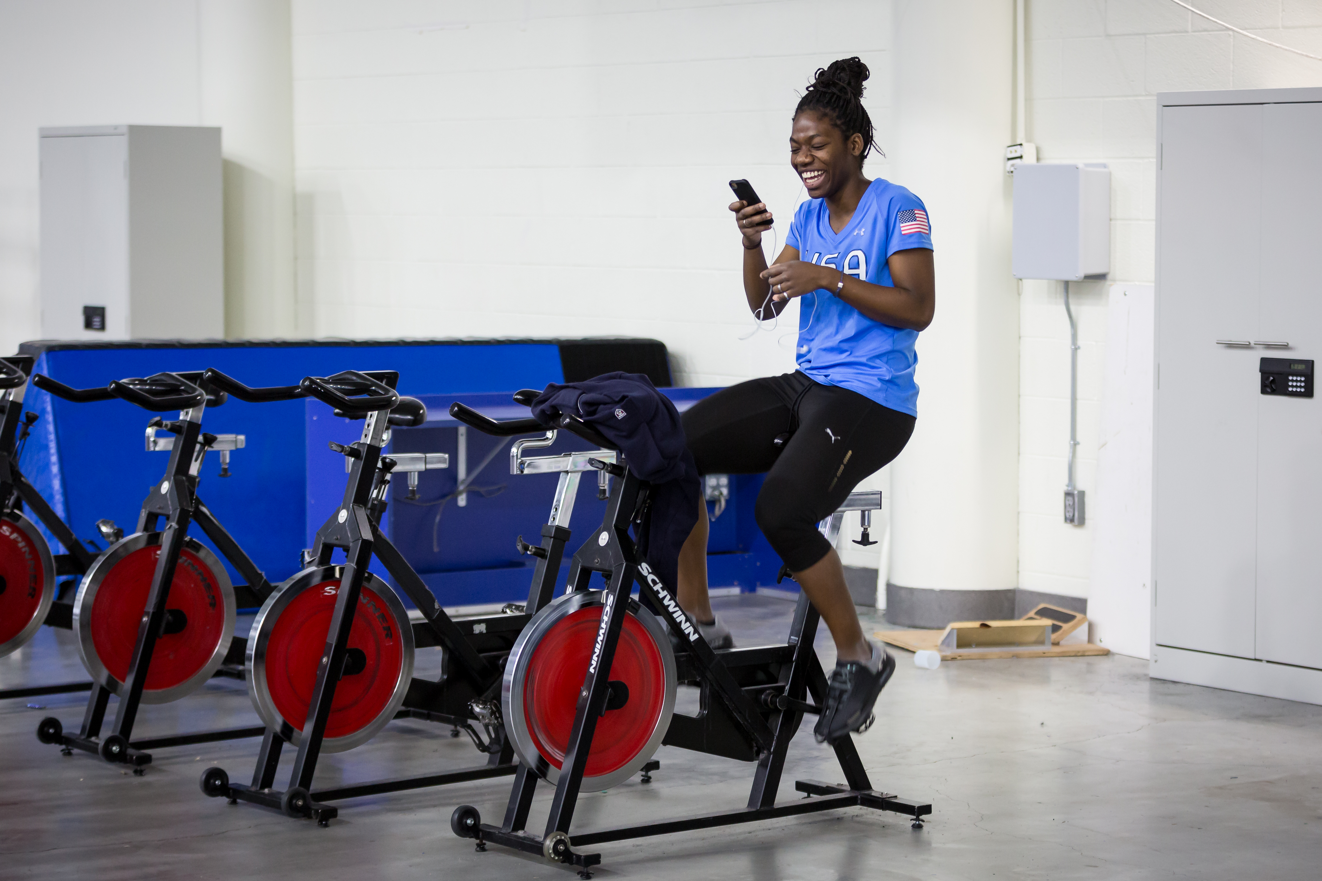 Maame Biney training at the Olympic Oval in Kearns