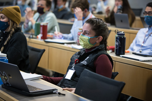 U of U medical student in classroom