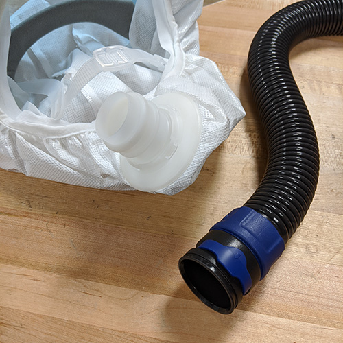 new model of PAPR helmet with built in hose connection