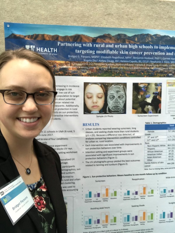 Bridget Parsons presents findings from the SUN in Schools program comparing rural and urban students at the Accelerating Rural Cancer Control meeting at the National Institutes of Health.