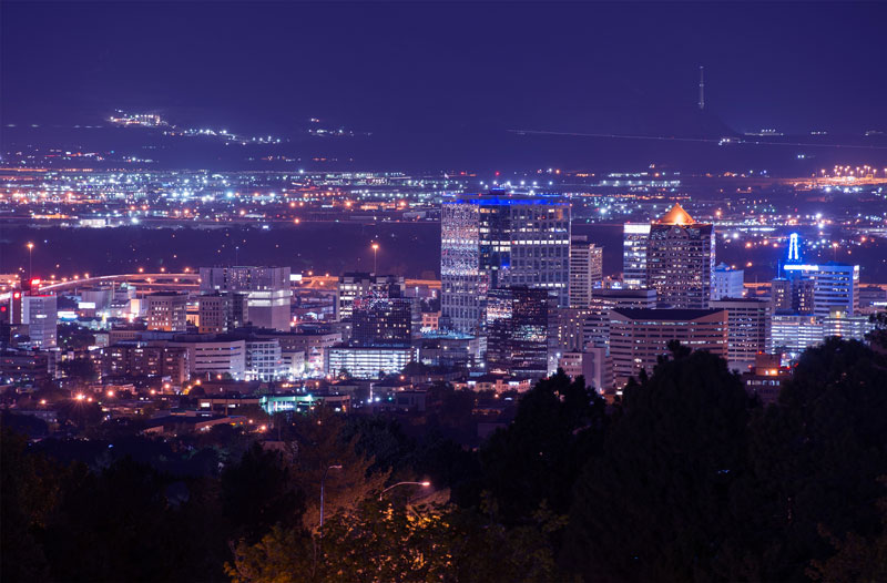 Salt Lake City night skyline