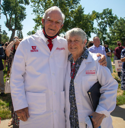 Spencer F. Eccles and Kristen Ries, MD, at White Coat Ceremony for Class of 2025