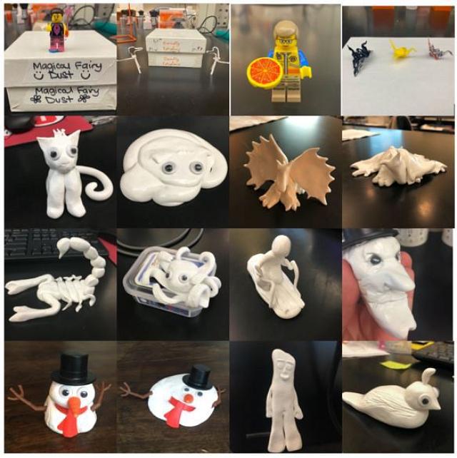 Collage of various creatures made out of clay