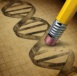Illustration of pencil erasing a pencil sketch of a DNA strand