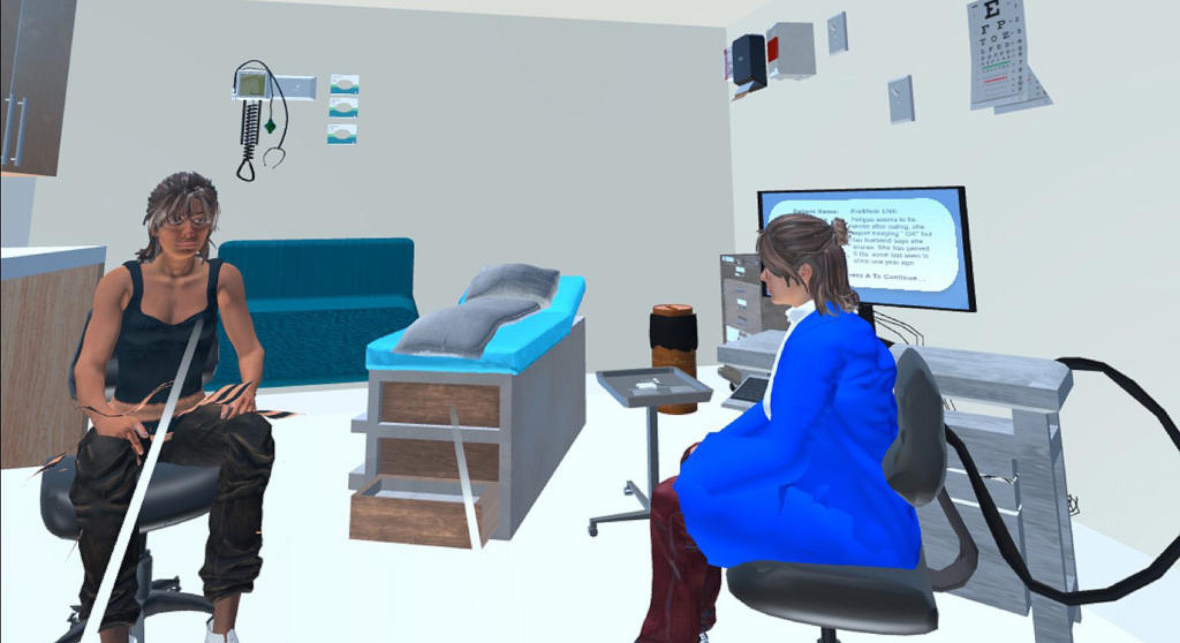 VR4Health Sciences Education situational humility scene with patient and doctor