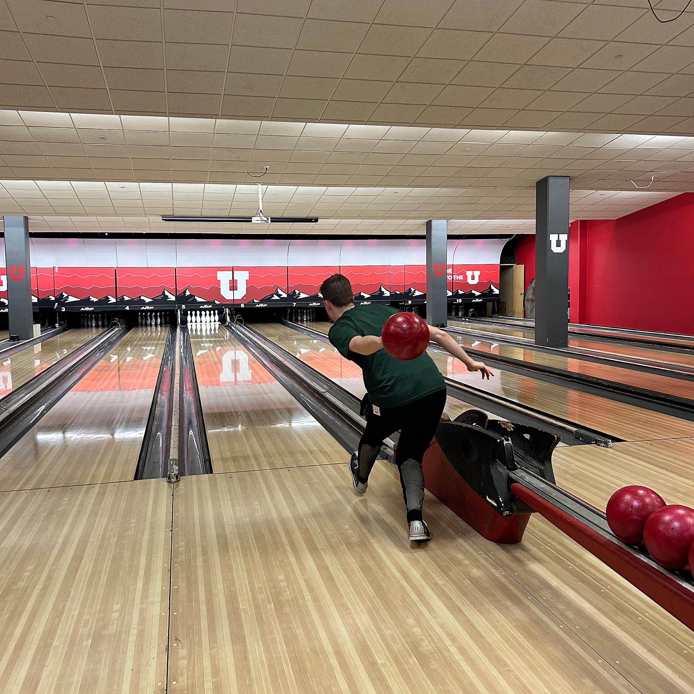 Young lab members bowling