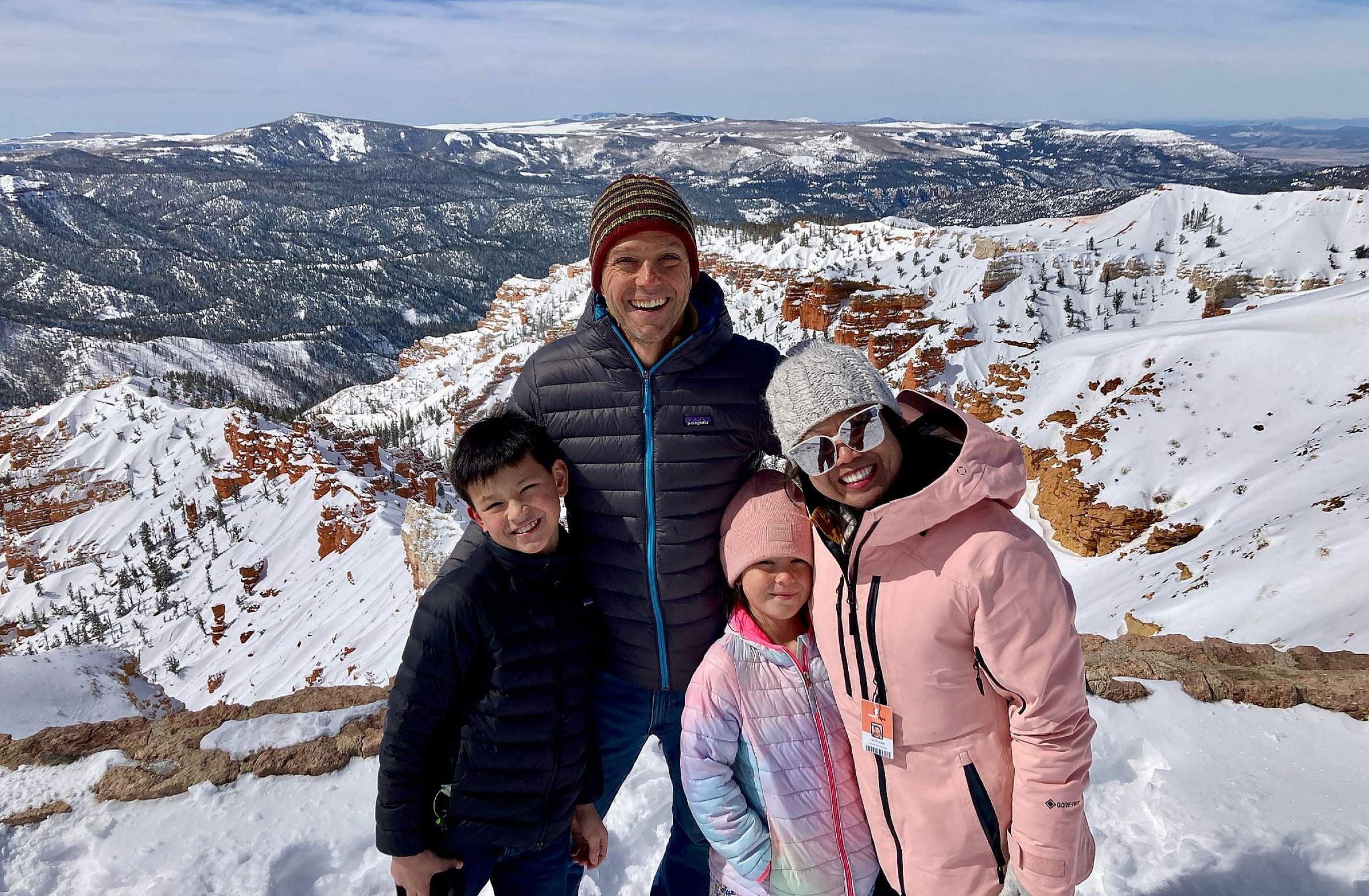 Beth Vukin skiing with her family.