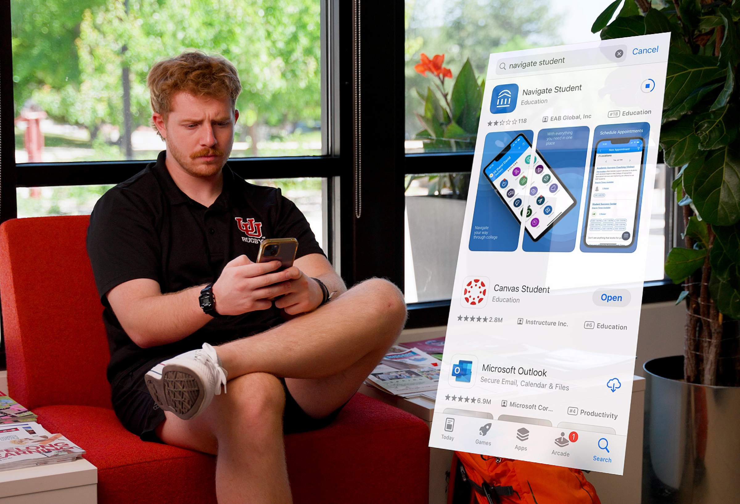 U of U student using Navigate Student app