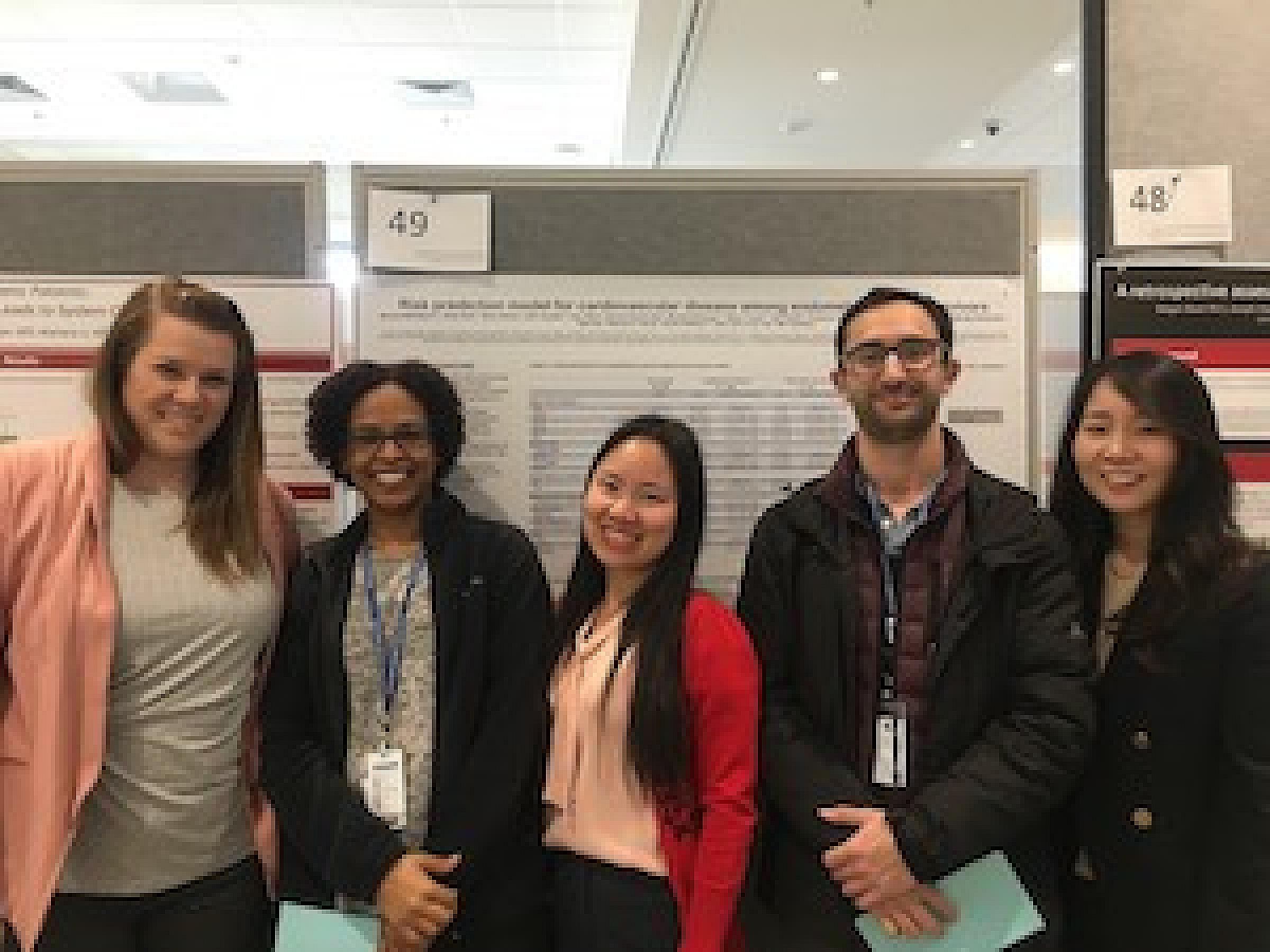 Brenna Blackburn, Esther Chang, Qingqing Hu, Seungmin Kim, and Krista Ocier presented their posters at the Department of Family and Preventive Medicine Poster Summit.