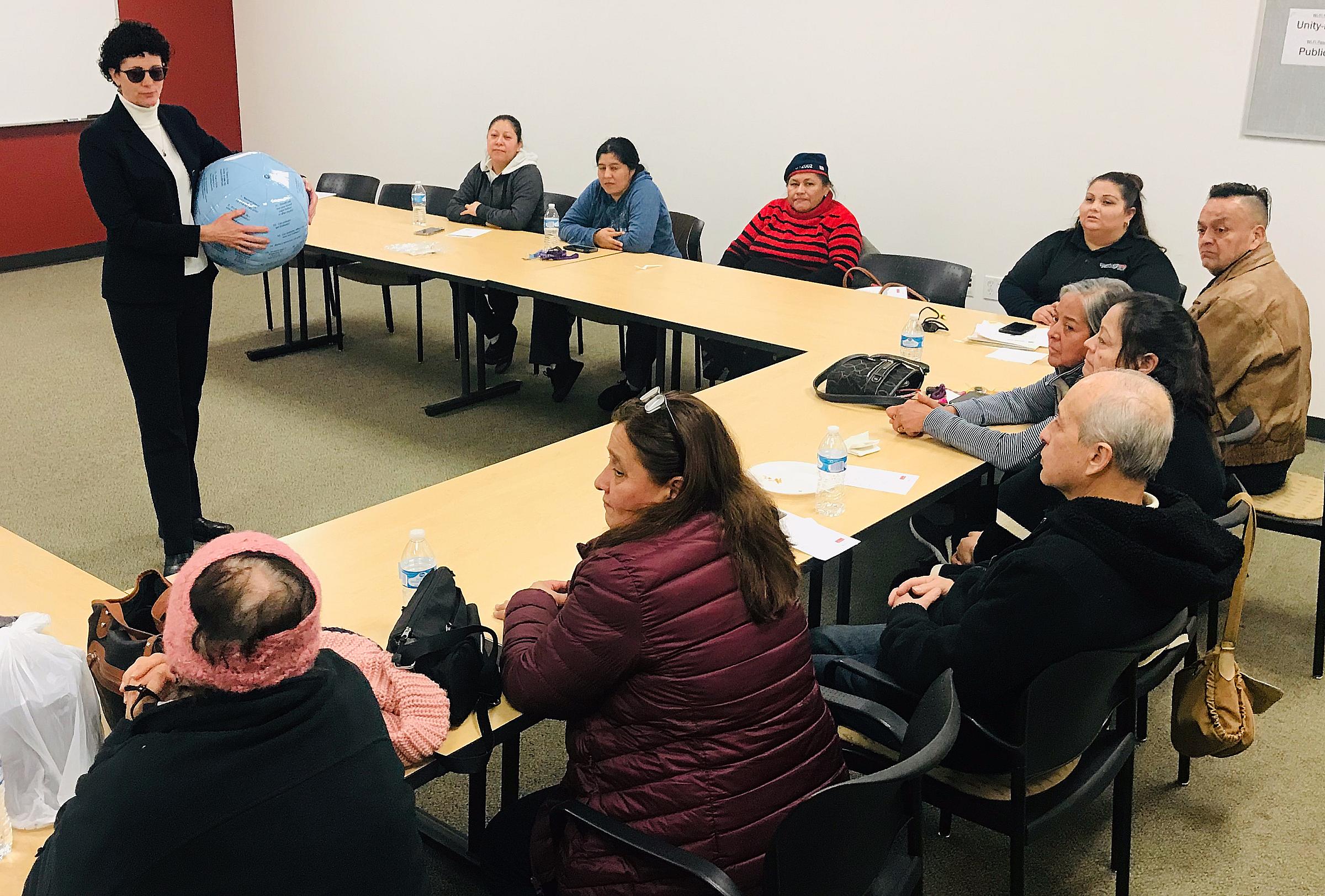 Nancy Allen with members of the Hispanic community