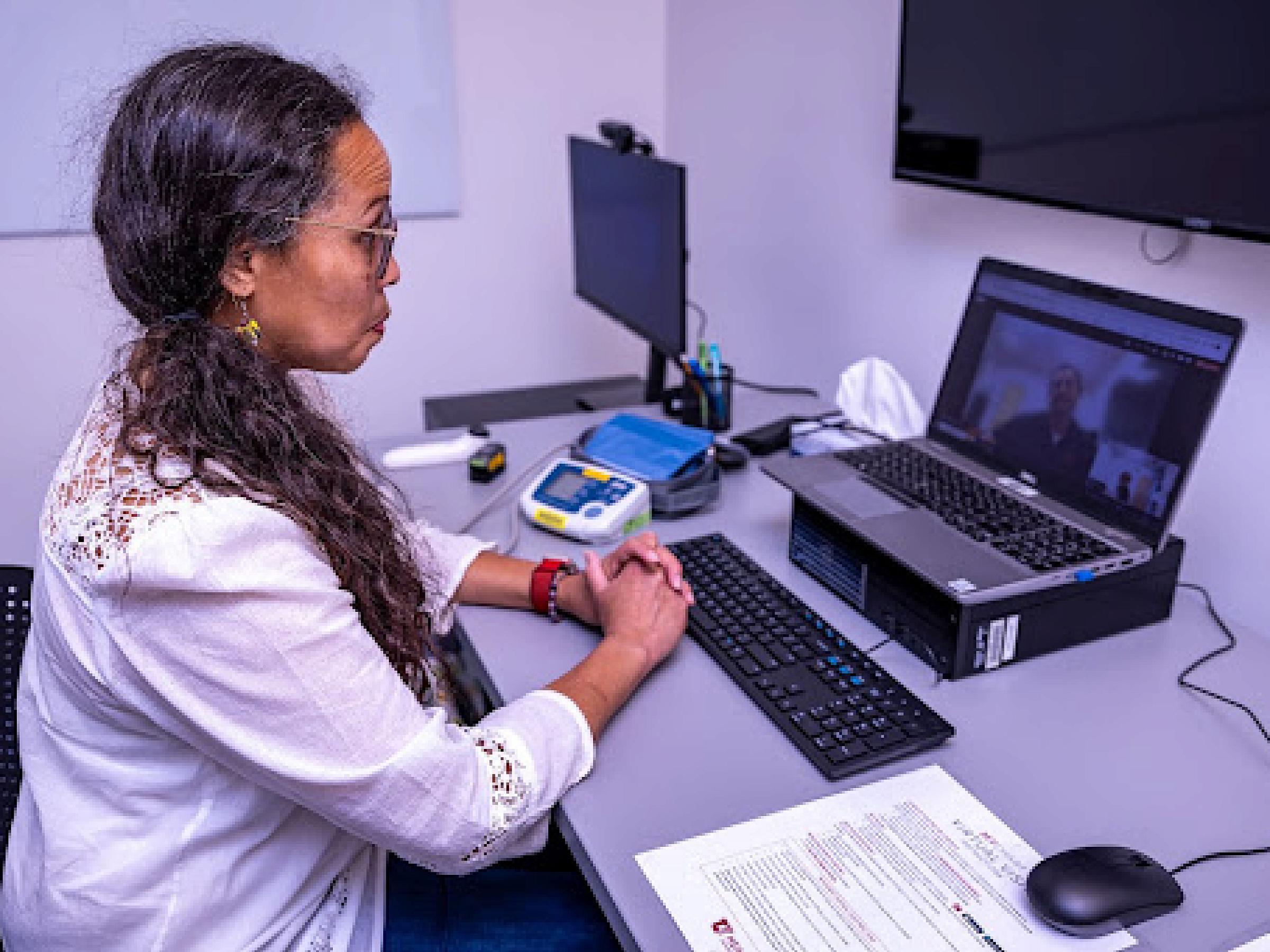 Patient in Virtual Visit at Kerns Library