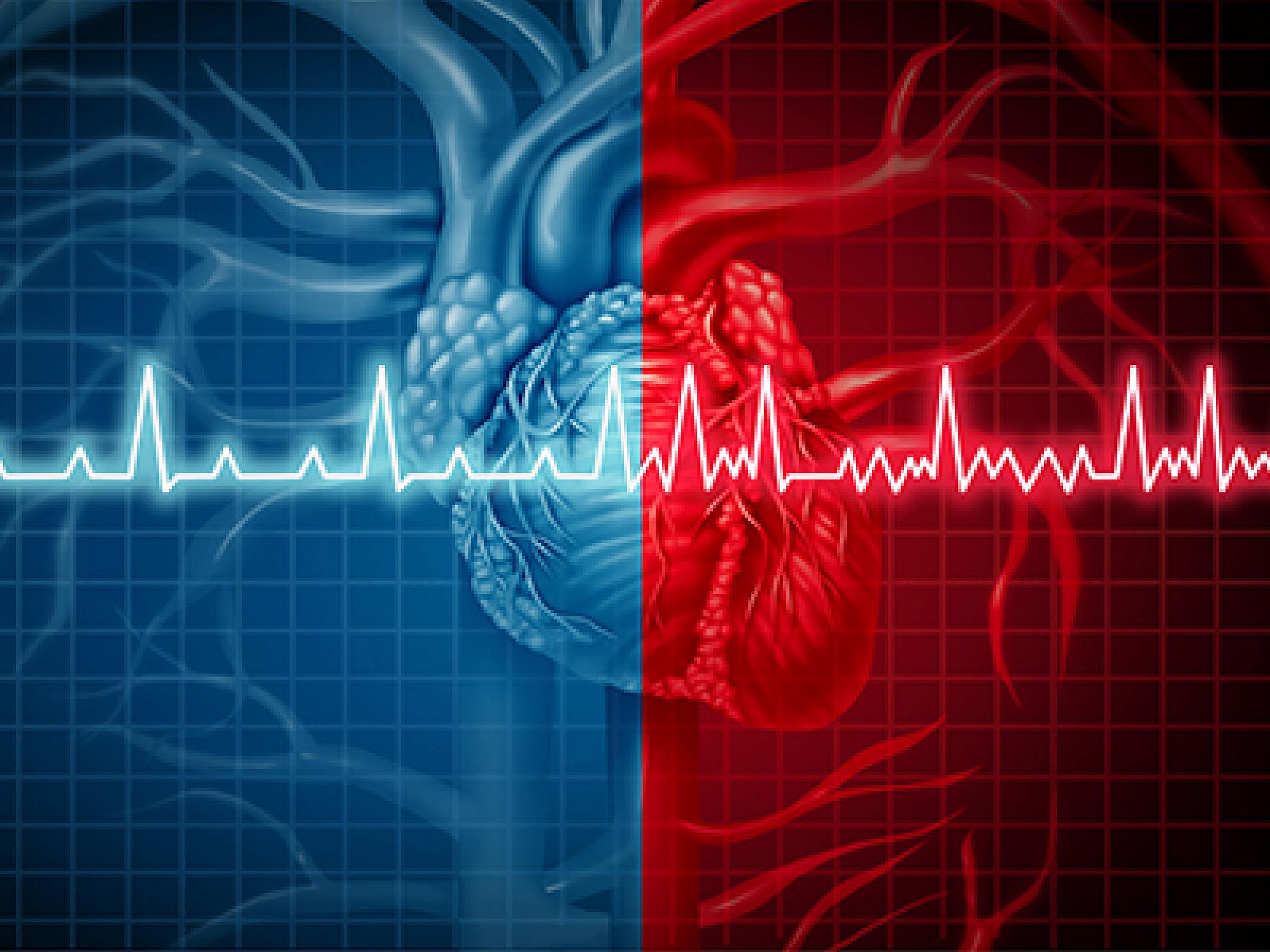 Illustration of a heart in blue and red