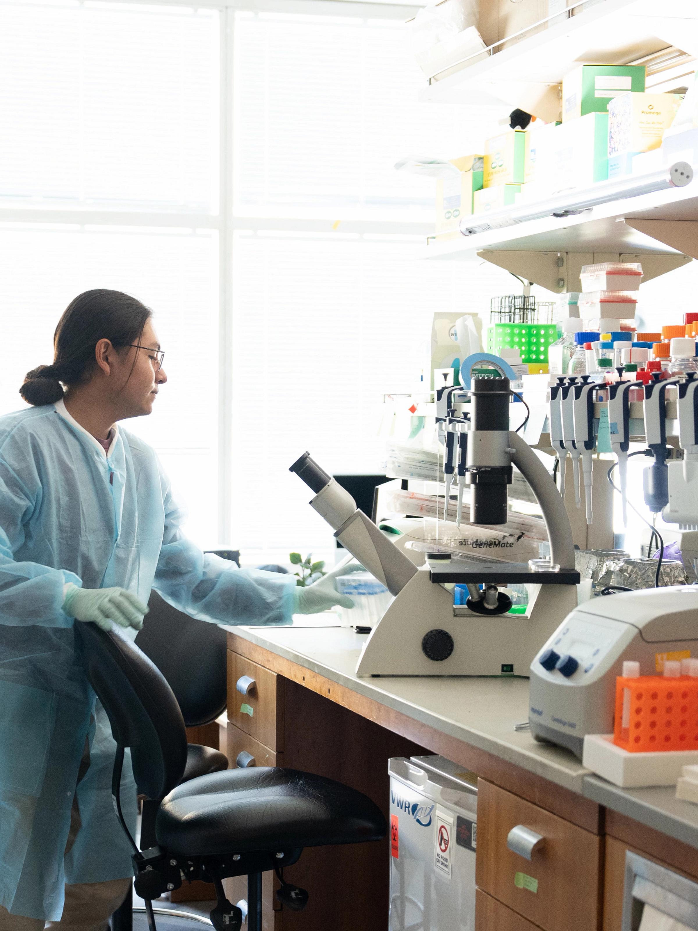 student in lab