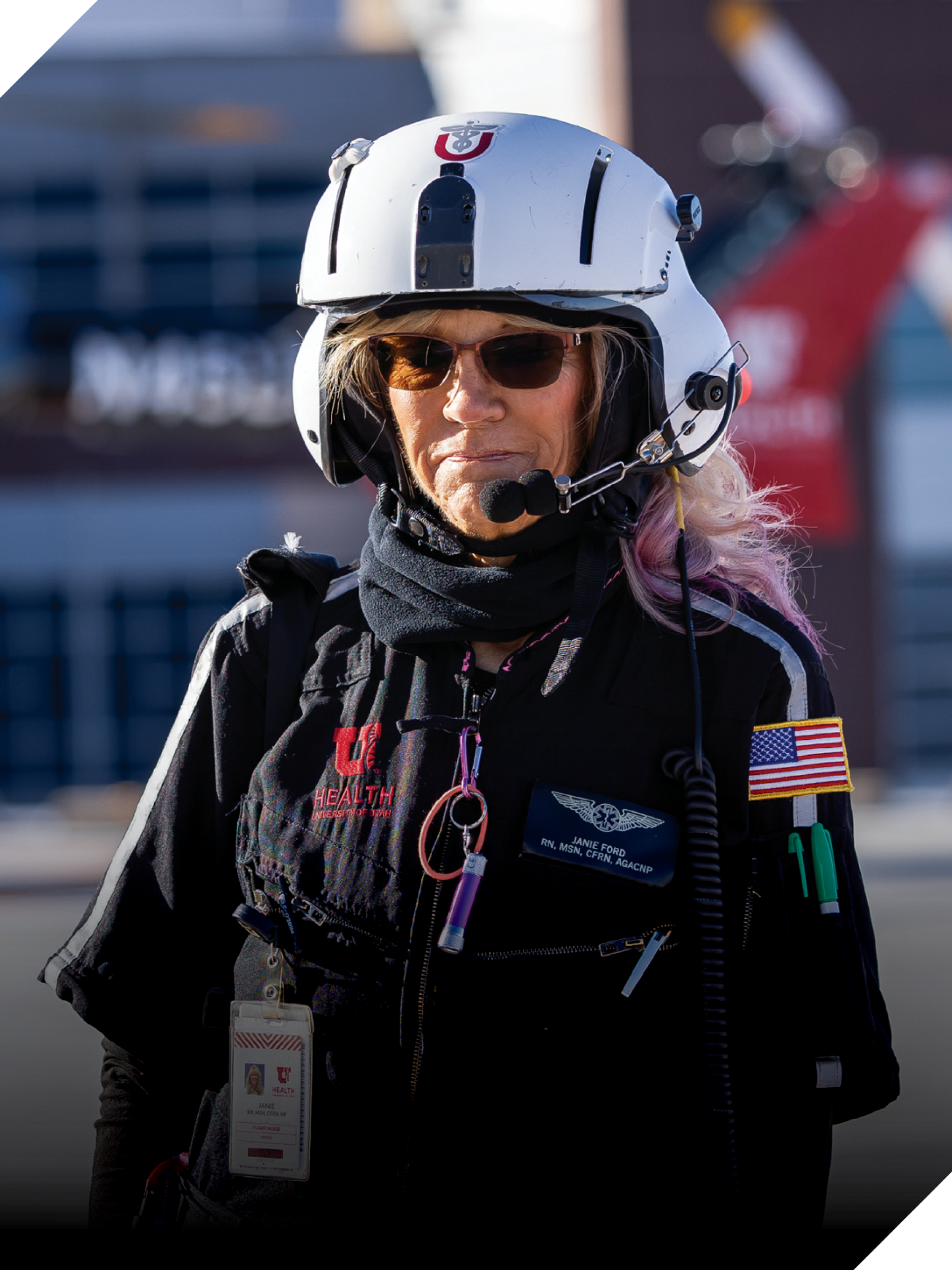 Janie Ford, an AirMed nurse at U of U Health, with her horse