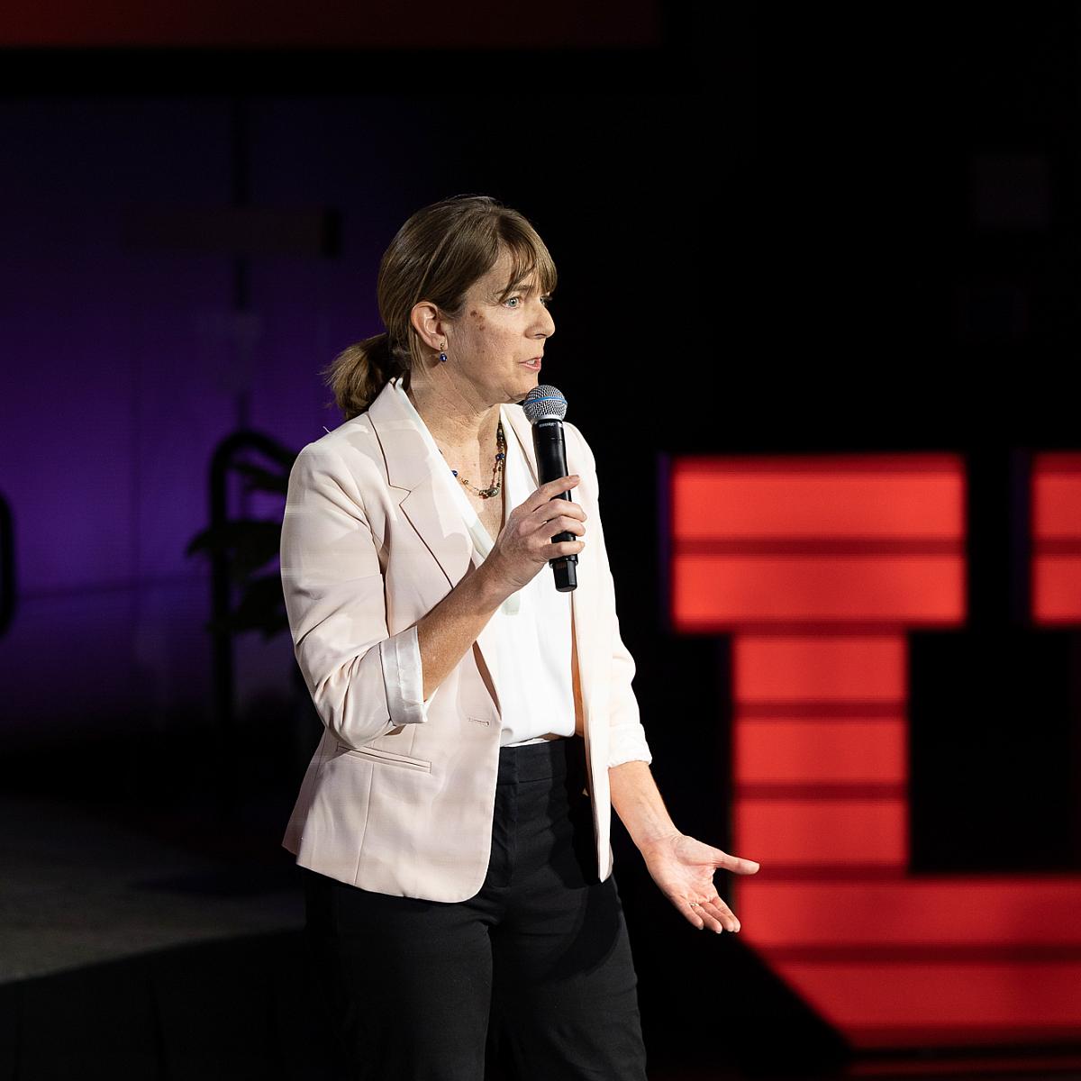 Julie Kiefer giving a speech